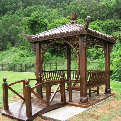 Chinese Outdoor Wooden Gazebo Pavilion Arches Arbours Hexagonal Wooden Pergola
