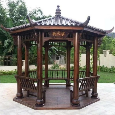 Garden Designs 4M Chinese Wood Gazebo Pagoda Building Outdoor Backyard