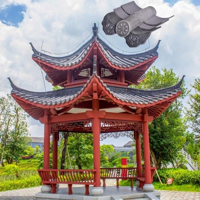 Asian Pavilion Unglazed Chinese Clay Roof Tiles Grey Mold Matt Temple Flat