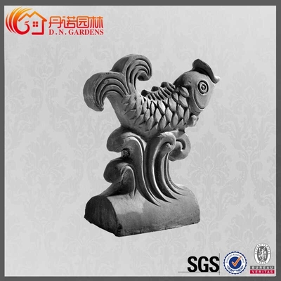 Buddhist Chinese Roof Ornaments Temple Unglazed Grey Dragon Roof Ridge Tiles