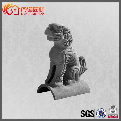 Buddhist Chinese Roof Ornaments Temple Unglazed Grey Dragon Roof Ridge Tiles