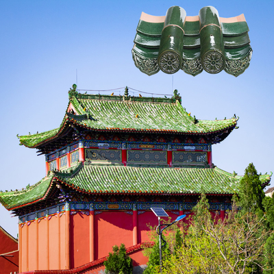 200mm Chinese Glazed Roof Tiles Handmade Eaves Japanese Building Materials