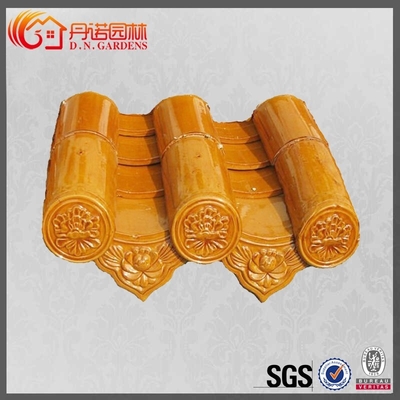 Asian Buddhist Chinese Roof Ornaments Glazed Temples Decoration Golden Yellow